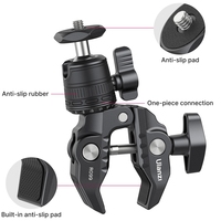 Ulanzi R099 Super zacisk z 360 ° Mini głowica kulowa Quick Release Clamp uchwyt mocowanie do statywu 1/4 zacisk śrubowy do aparatu DSLR Gopro 5